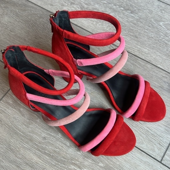 Recebba Minkoff suede color block strappy block helped sandal size 9 - Picture 8 of 13